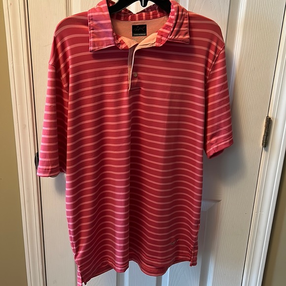 Greg Norman golf polo. Salmon striped color. Like new! - Picture 1 of 4